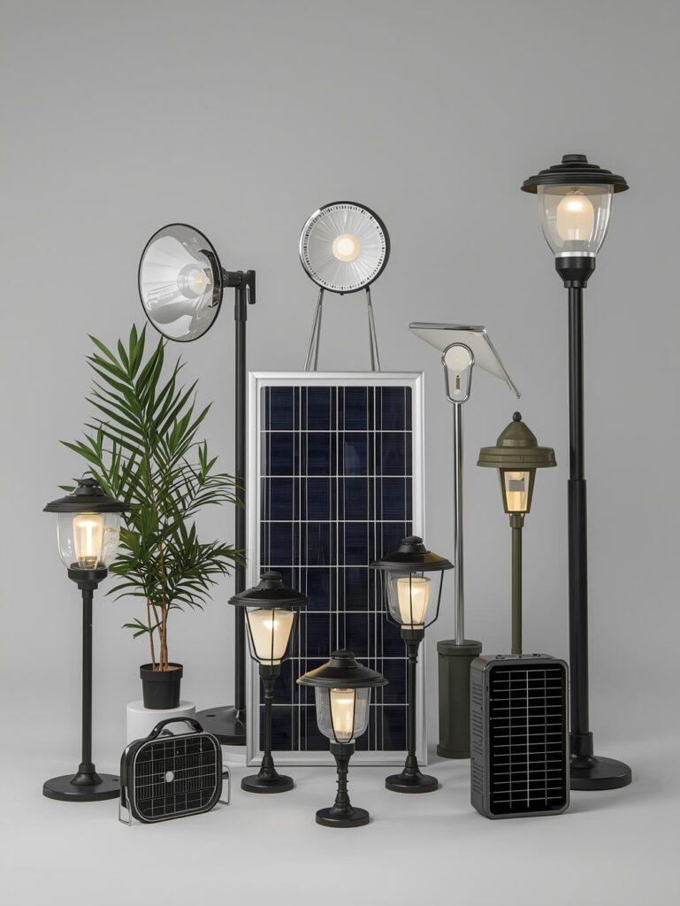 All Solar Lighting products with grey background